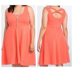 Torrid Textured Cross Back Skater Dress Coral Size 2X.